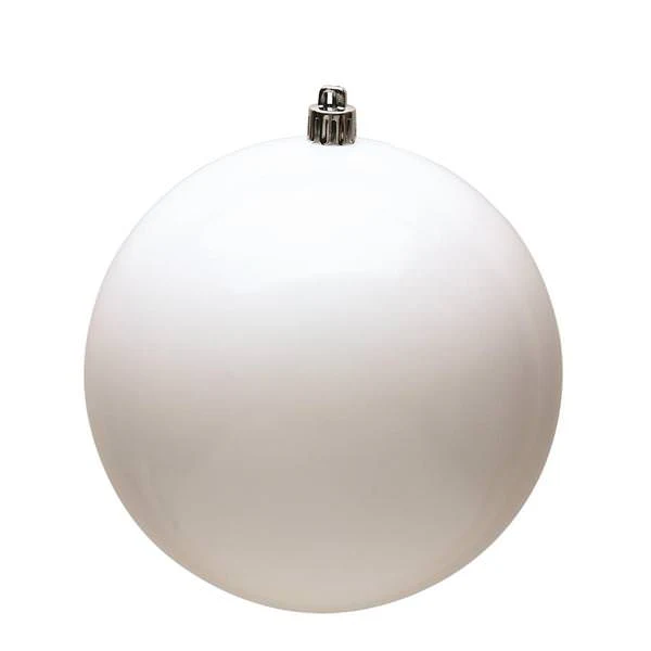 Shatterproof Plastic, UV White Shiny Enamel Ball Ornament, 4" (100MM)