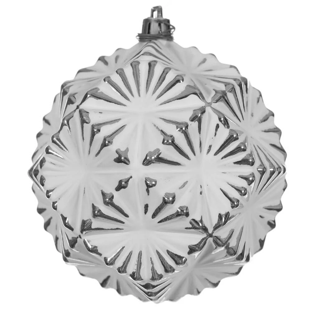 Shatterproof White And Silver Prism Ornament, 4" (100MM)