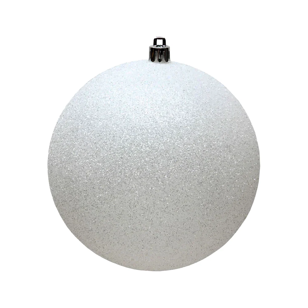 Shatterproof White Glitter Ball Ornament 6" (150MM)