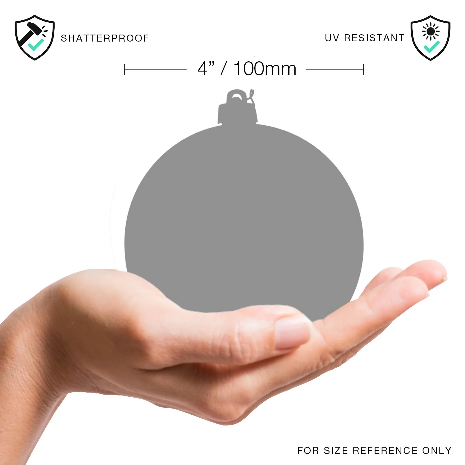 Shatterproof Blue Matte Ball UV Ornament, 4" (100MM) - Image 2