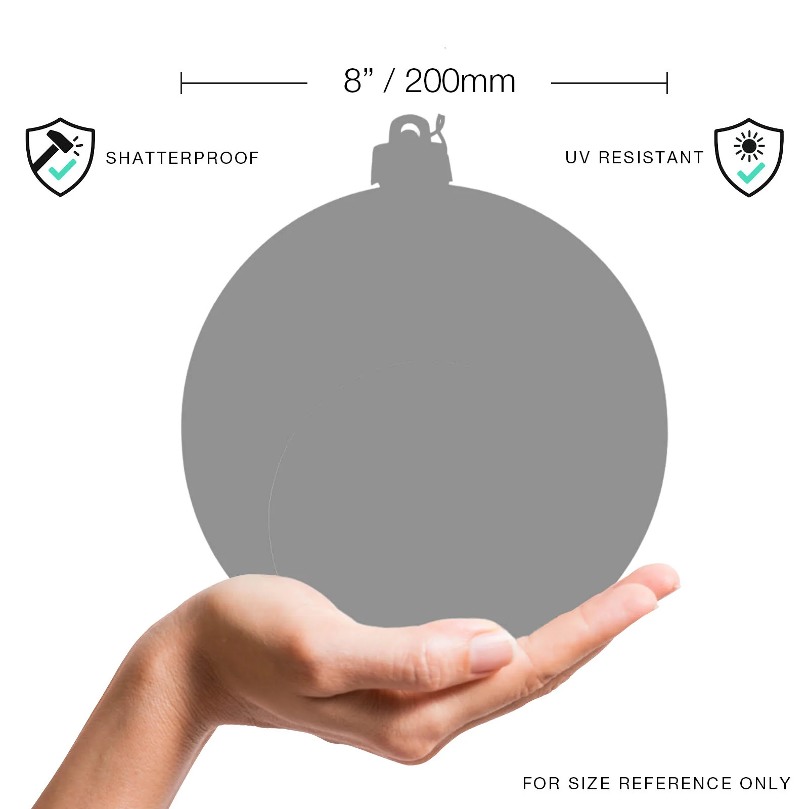 Shatterproof Burgundy Candy Apple Ball UV Ornament, 8" (200MM) - Image 2