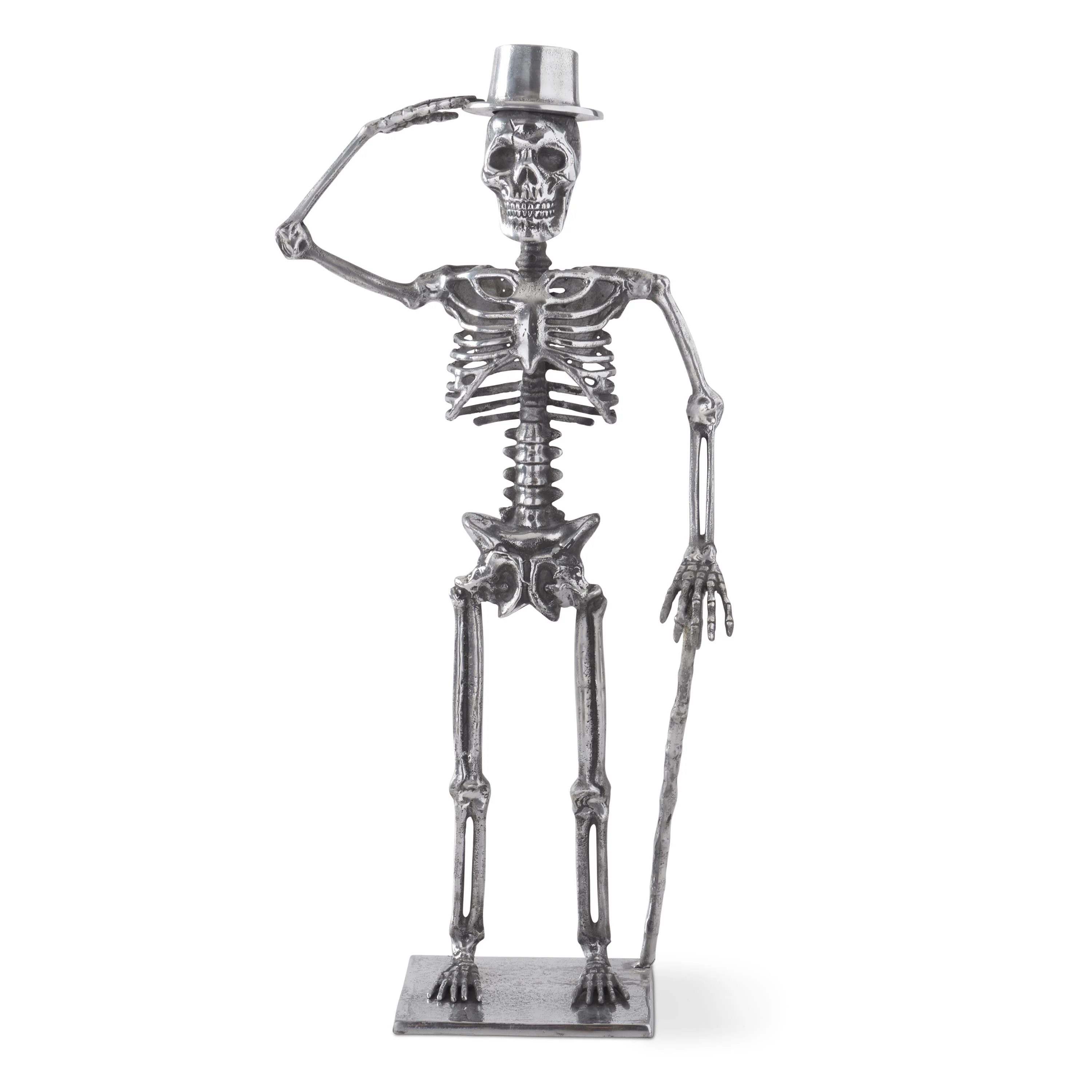 Silver Metal Standing Skeleton Figurine, 30.5"