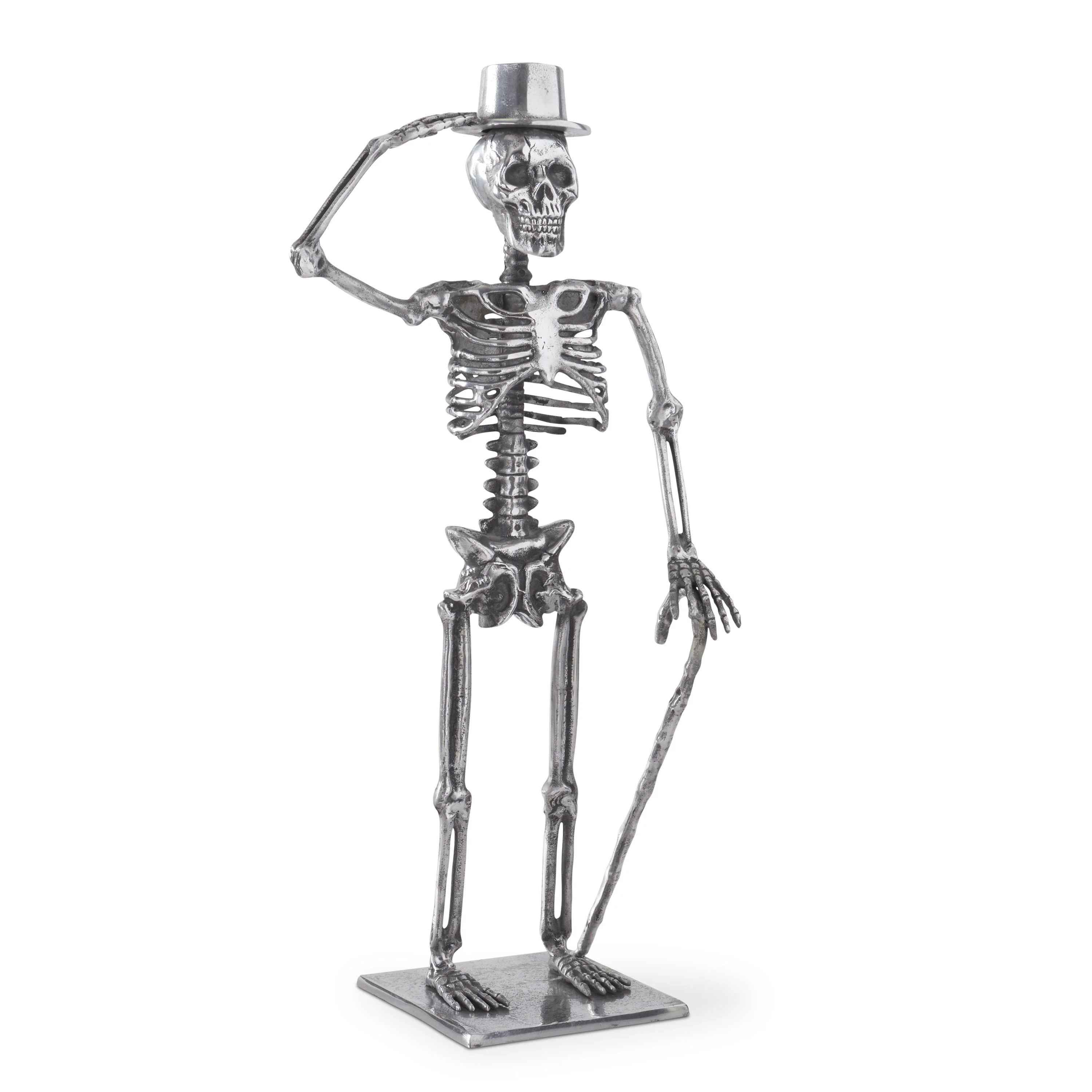 Silver Metal Standing Skeleton Figurine, 30.5" - Image 2