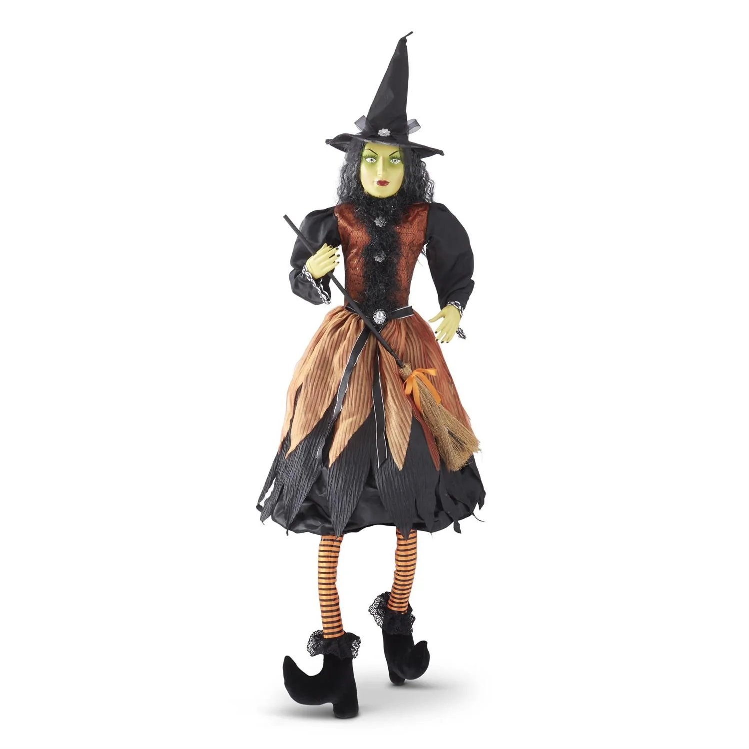 Sitting Tabitha Witch w/Hat & Orange Dress, 56"