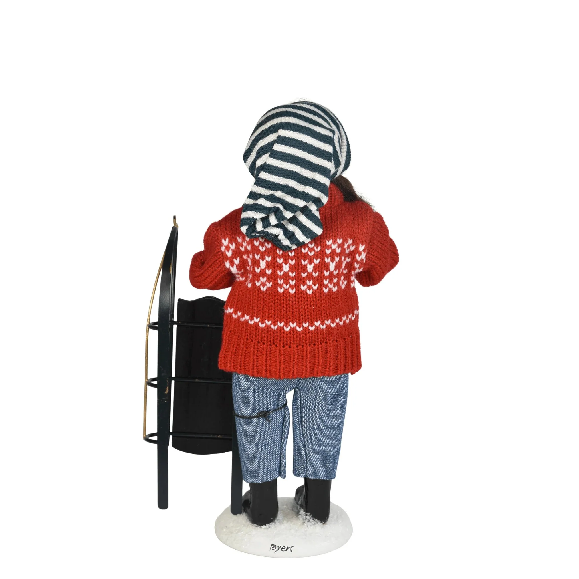Sledding Girl Caroler Figurine, 10" - Image 6