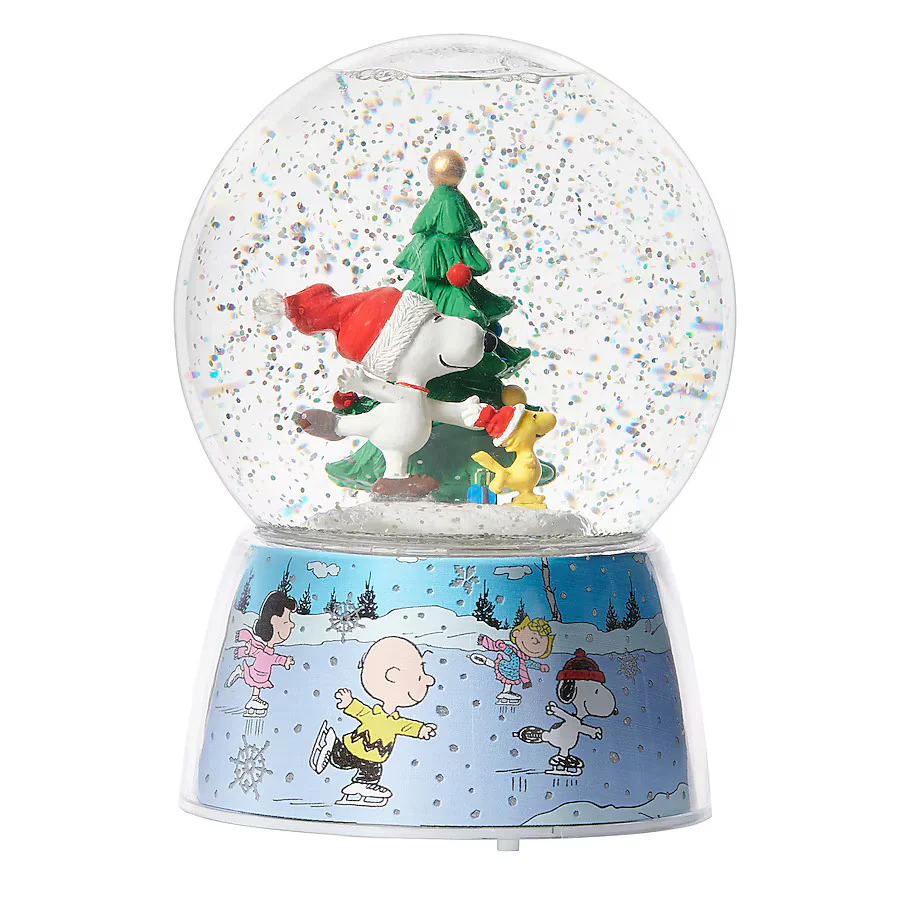Snoopy and Woodstock Skating Musical LED Swirl Snow Globe, 6.25" - Image 2