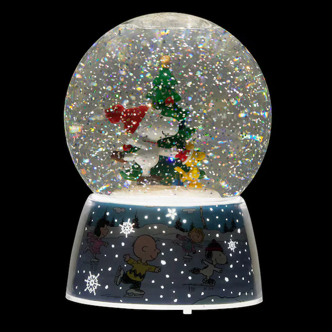 Snoopy and Woodstock Skating Musical LED Swirl Snow Globe, 6.25" - Image 3