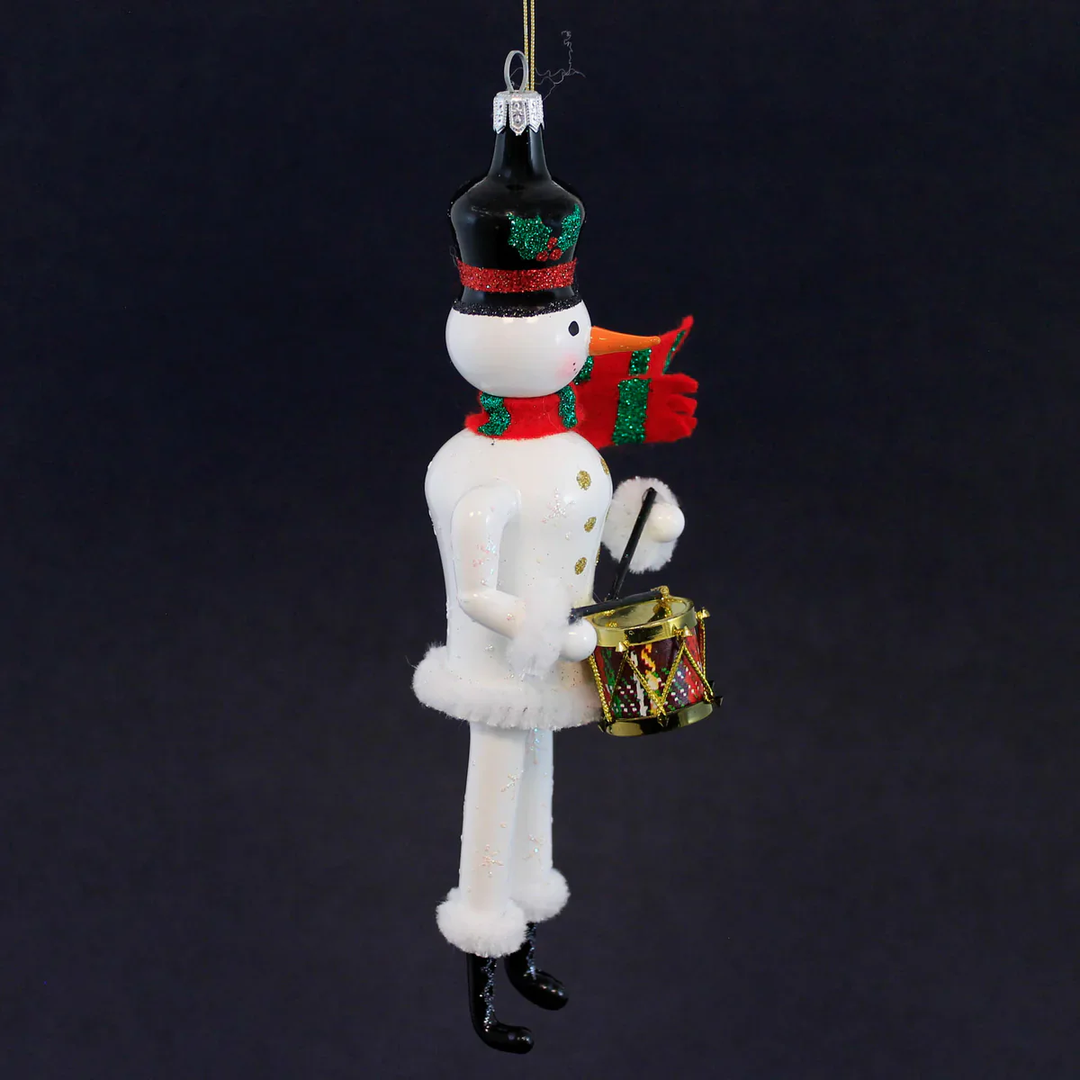 Snowman Nutcracker Glass Ornament, 8.25" - Image 2