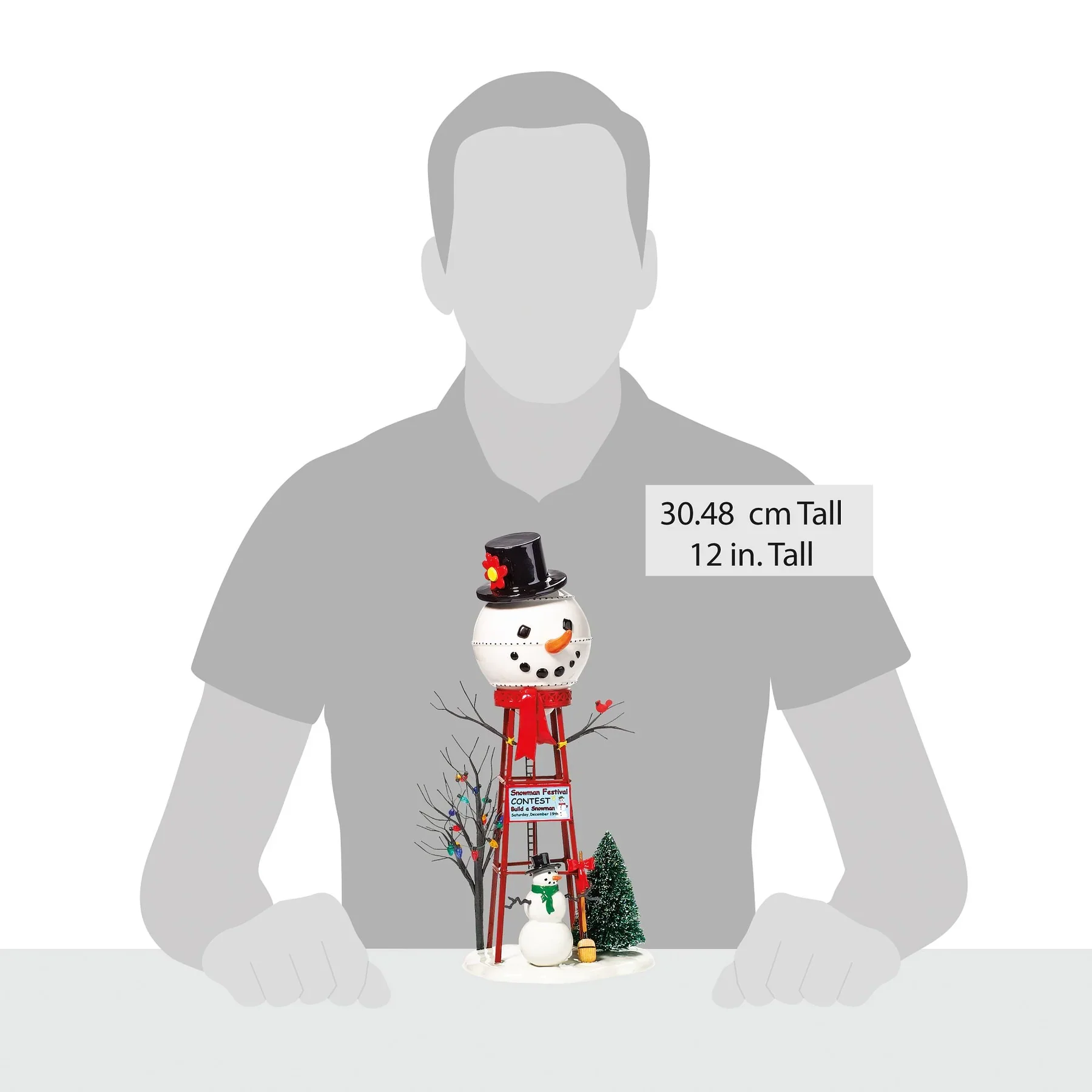 Christmas Village Accessories - Snowman Watertower Figurine - Image 5
