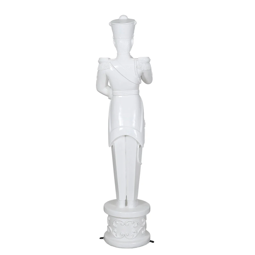 Large Fiberglass Soldier Playing Trumpet Figure, 79" (Metallic White) - Image 3