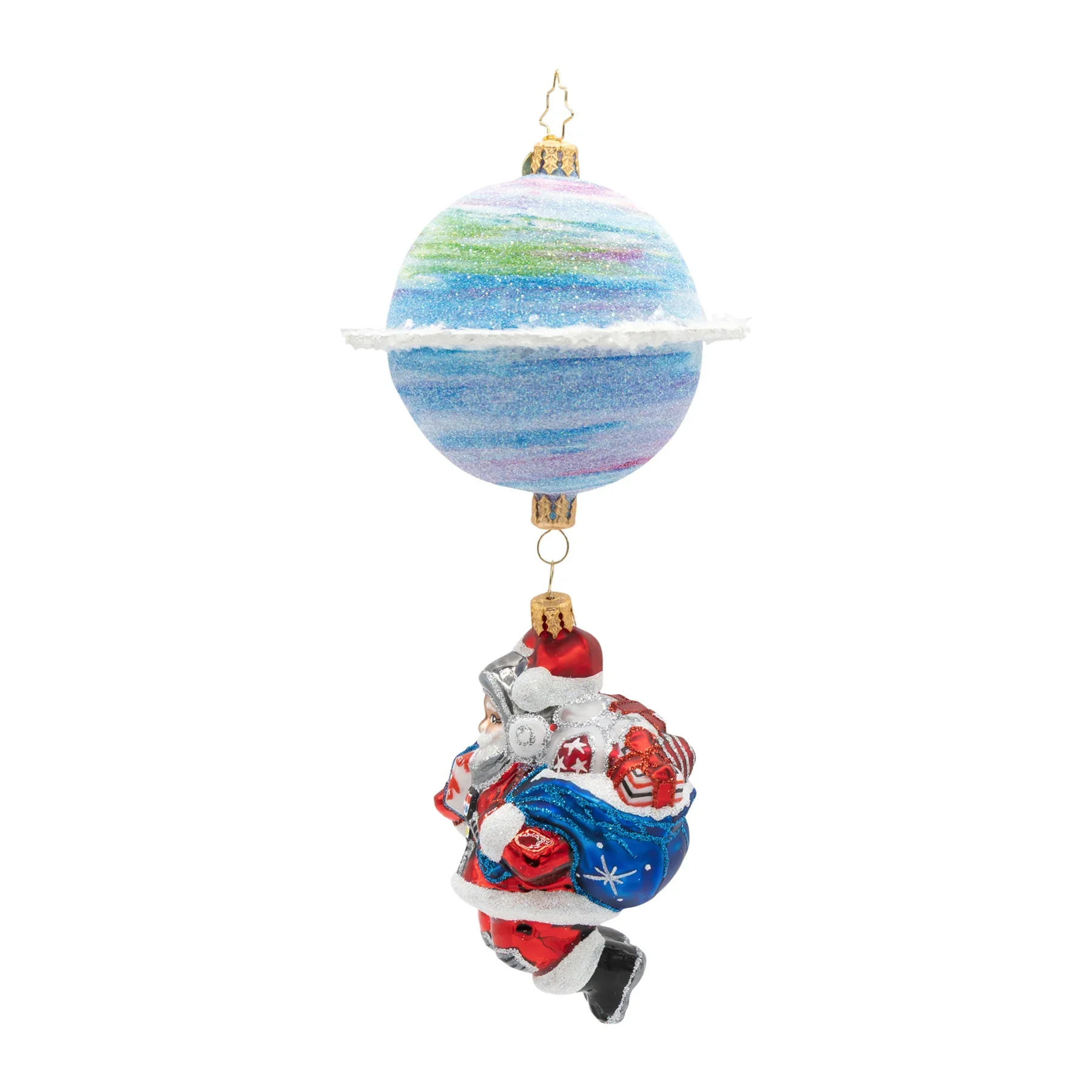 Space Nick Santa Glass Ornament, 8.25" - Image 3