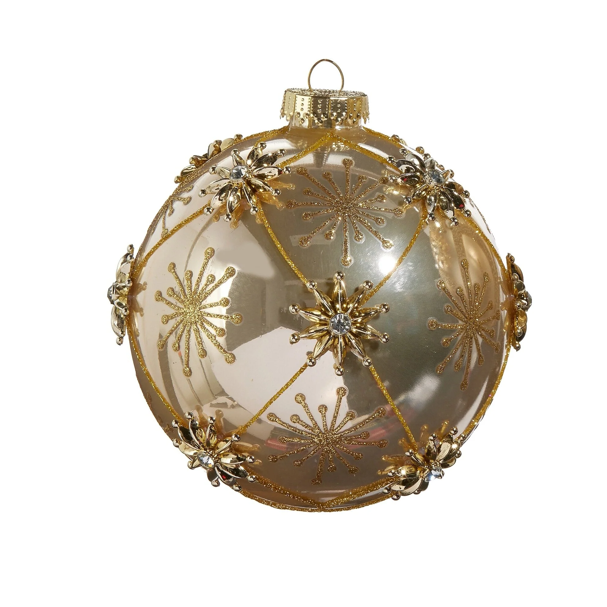 Star and Jewel Glass Ball Ornament, 5" (2 styles - sold individually) - Image 2