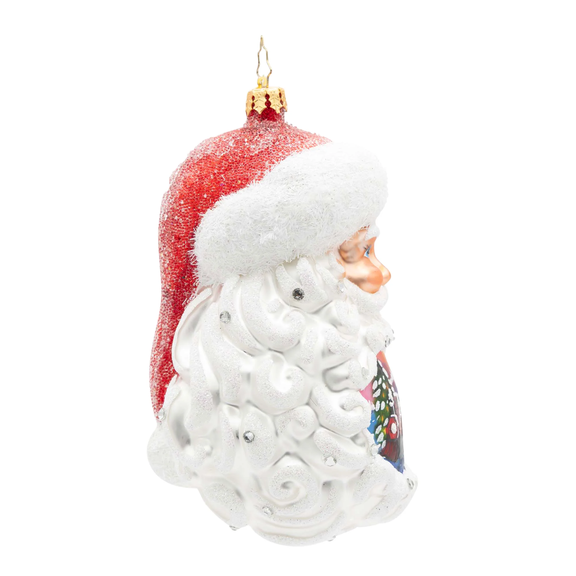 Starry Saint Nick Santa Glass Ornament, 5.5" - Image 2
