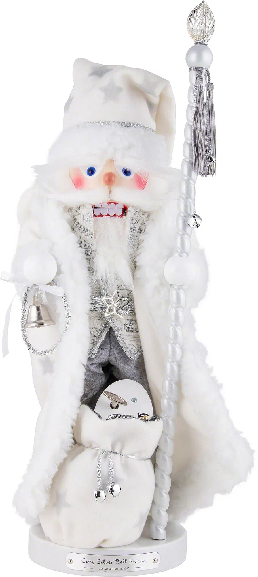 Steinbach Cozy Silver Bell Santa w/Music Nutcracker Figurine, 20.5" - Image 4