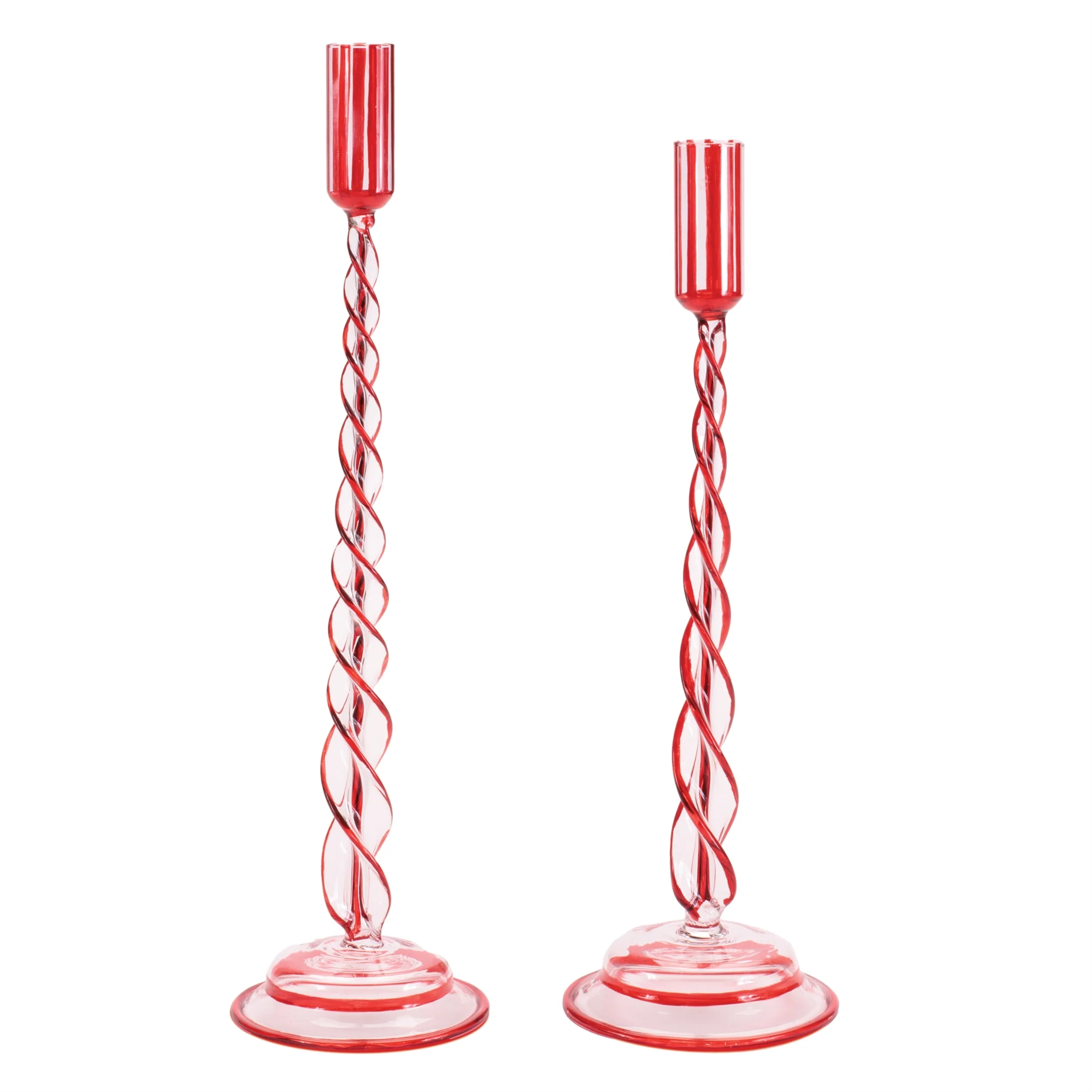 Glass Taper Candle Holder (Set of 2) 12.5"H, 14.25"H
