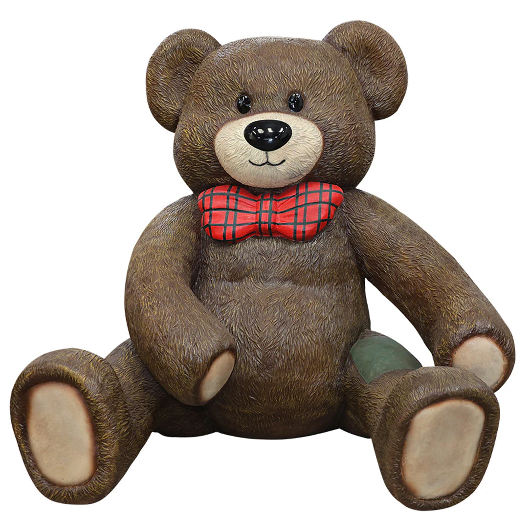 Large Fiberglass Teddy Bear Photo Op, 79" (Red)