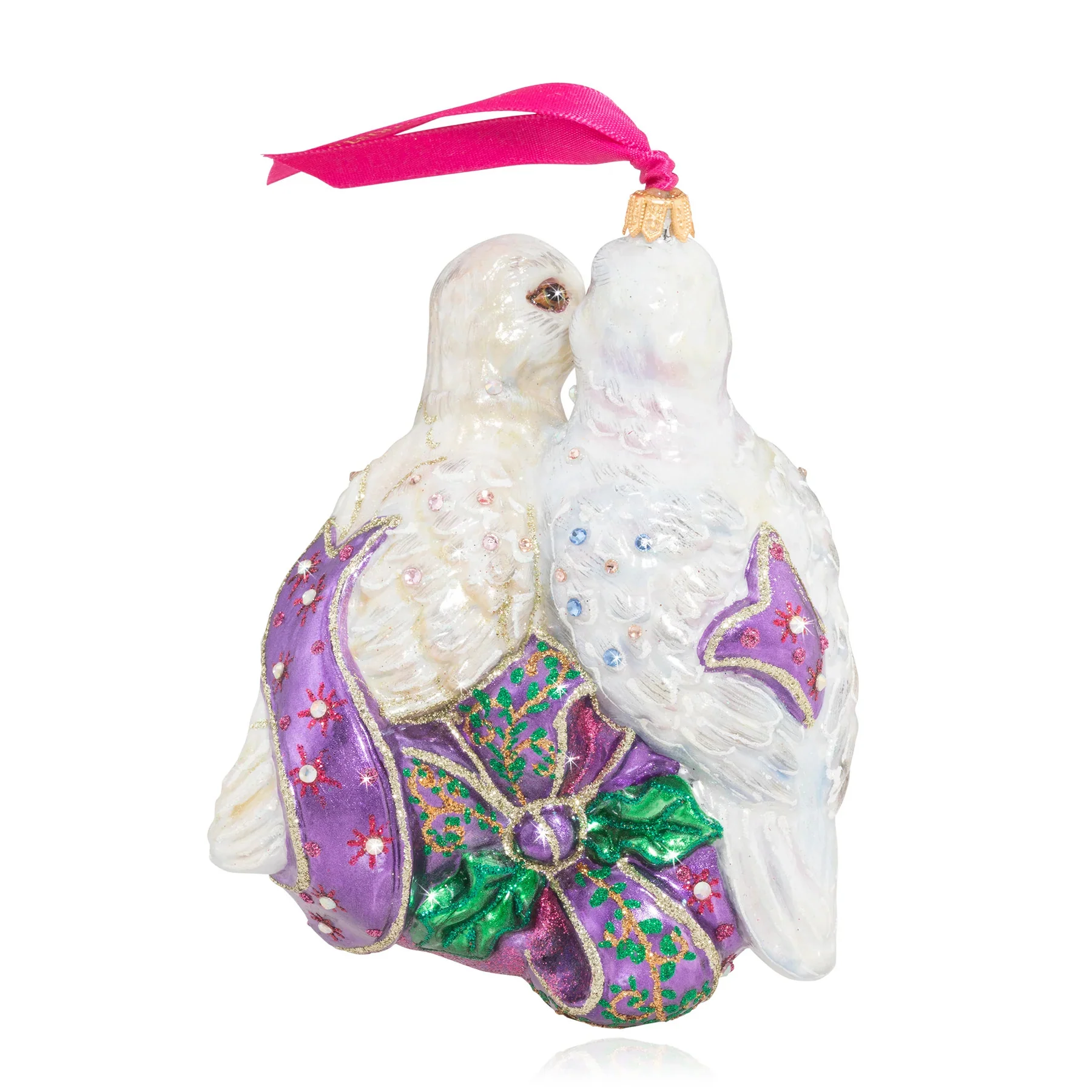 Two Turtle Doves Glass Ornament, 5.75" - Image 2