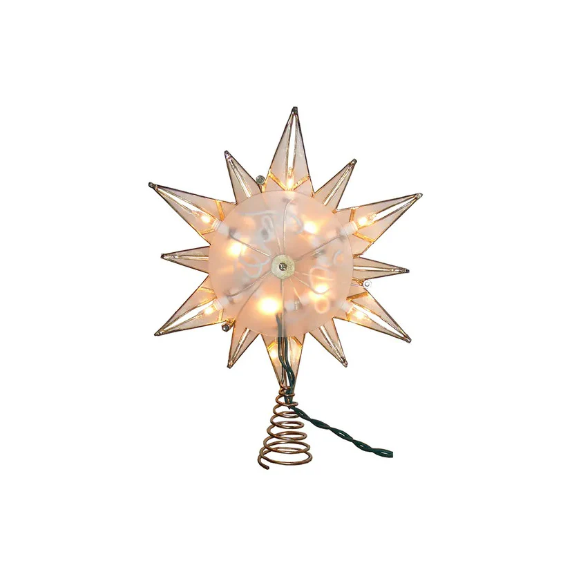 UL 10-Light Capiz Star With Center Gem Treetop, 10.24" - Image 4