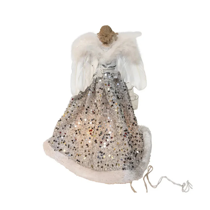 UL 10-Light Silver & Ivory Angel Treetop, 14" - Image 4