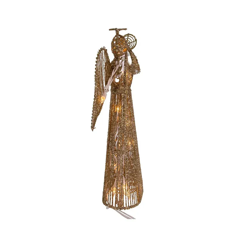 UL 20-Light Gold Glittered Angel Treetop, 12" - Image 2