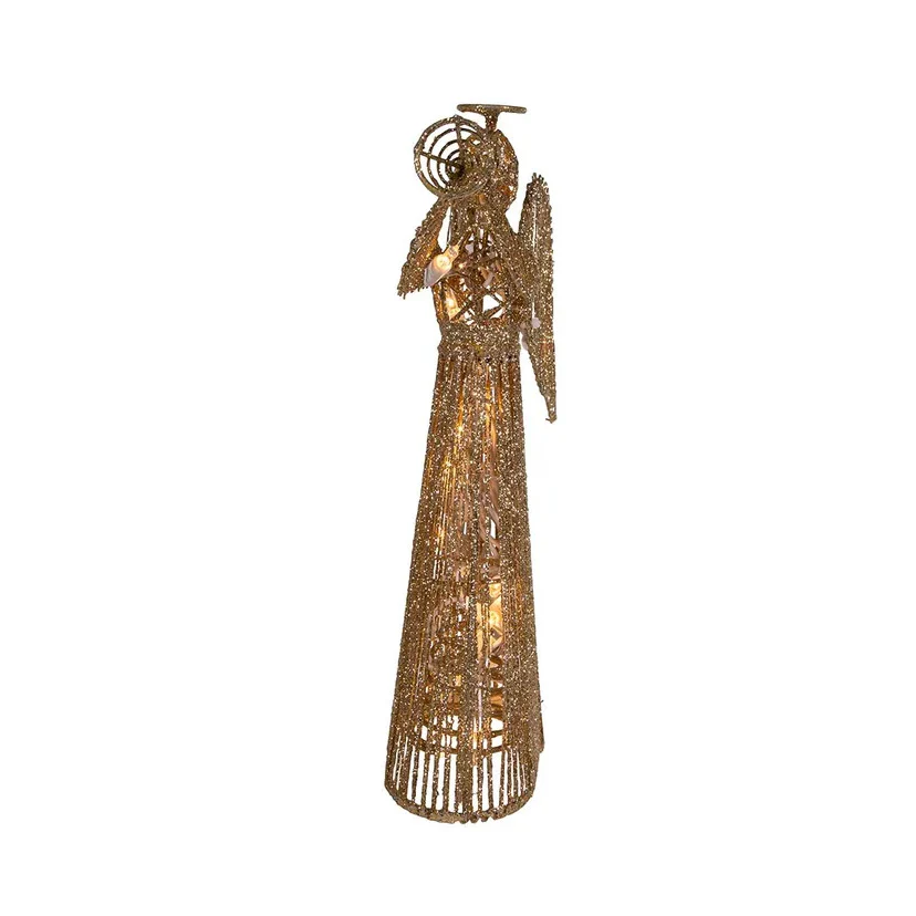 UL 20-Light Gold Glittered Angel Treetop, 12" - Image 4