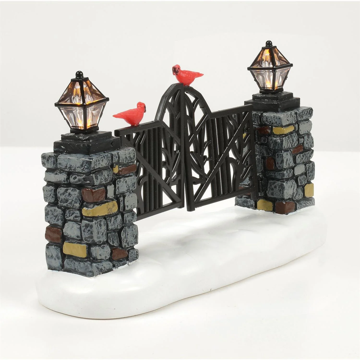 Village Accessories - Cardinal LIT Christmas Gate Figurine - Image 3