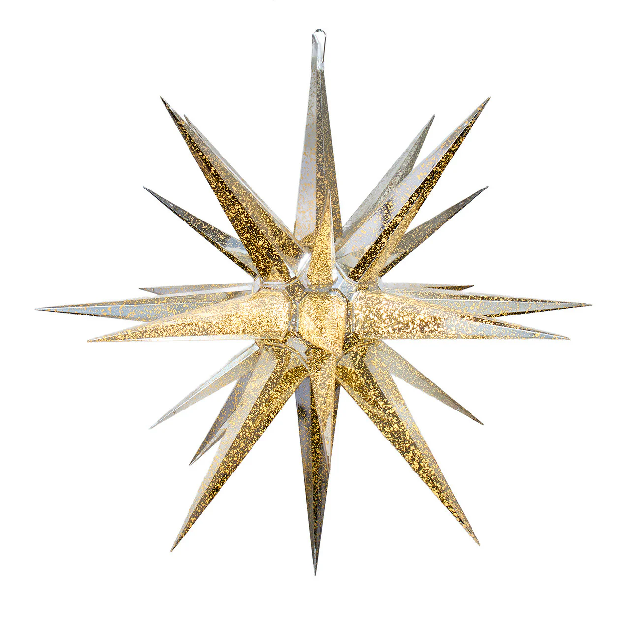 Warm White LED Silver Crackle Moravian Star, 24"