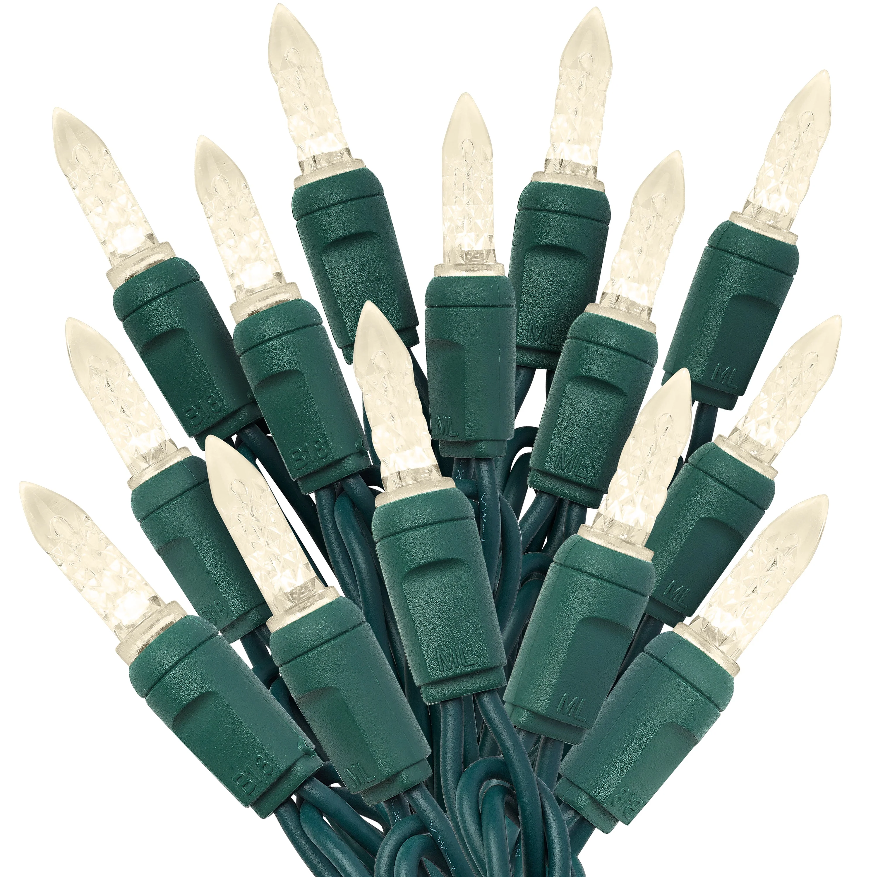 Warm White M6 Light Set, Green Wire, 25' (50 bulbs, 6" spacing)