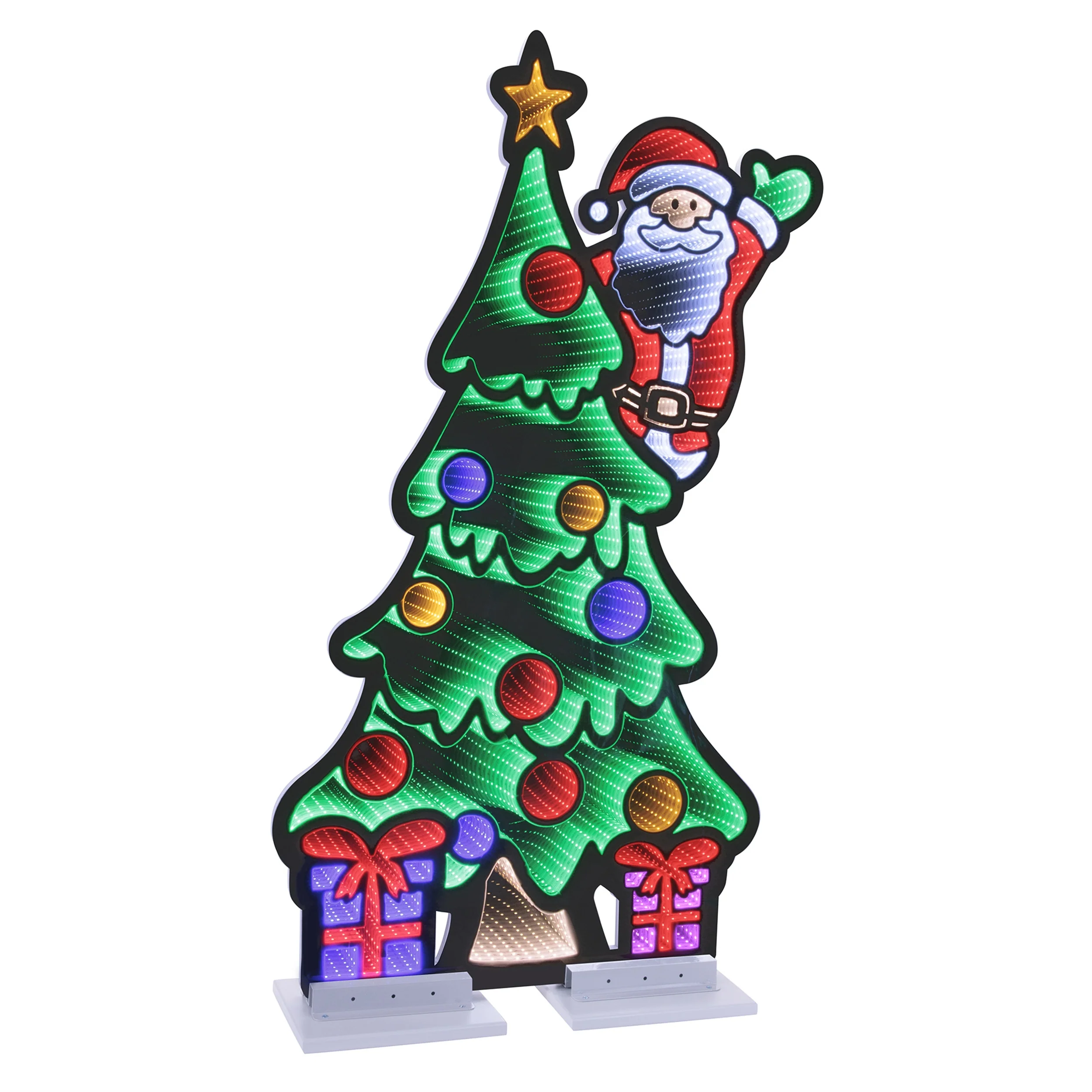 Waving Santa On Christmas Tree Infinity Light, Acrylic w/UL Plug, 48"