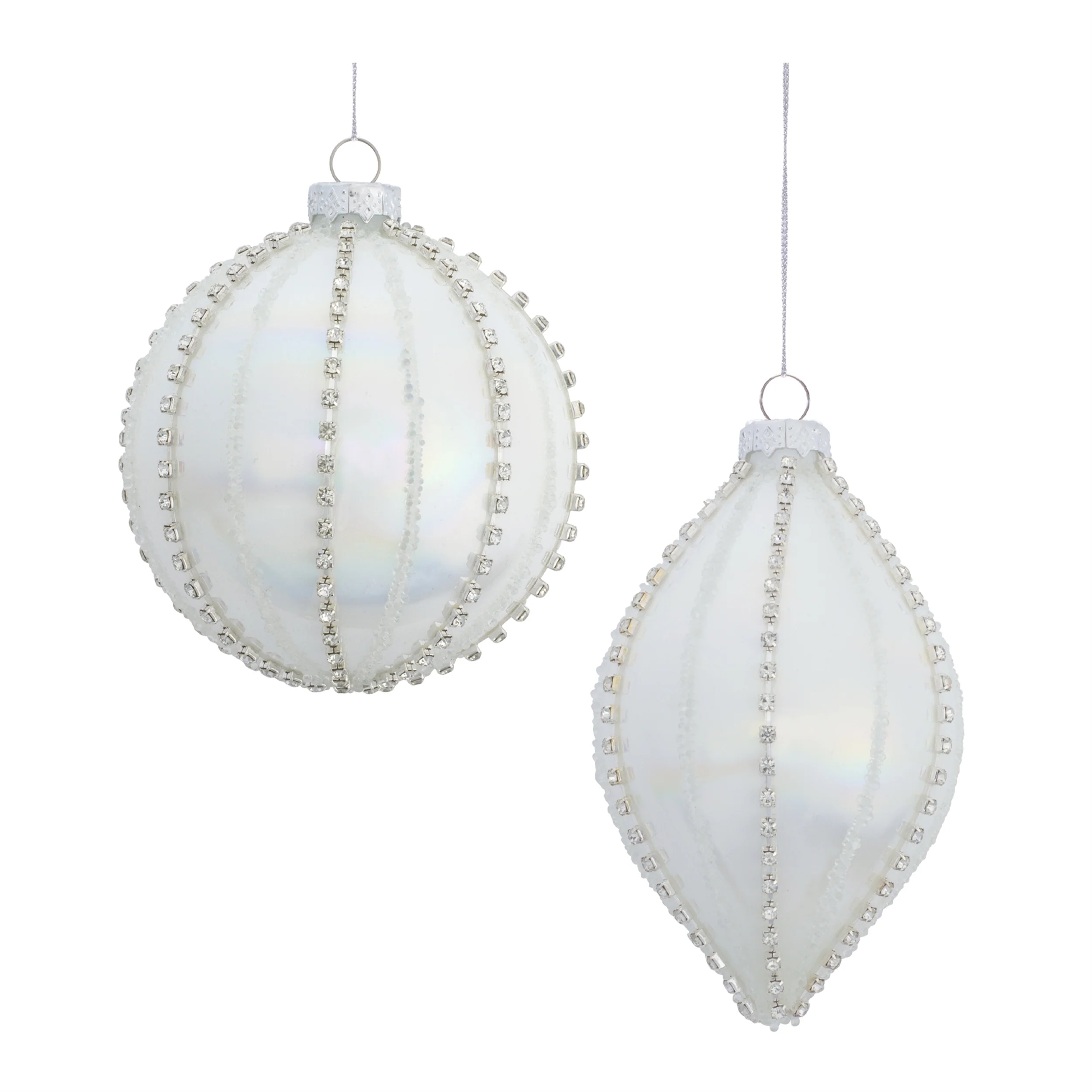 White Glass Ornament, 4" - 5" (2 styles - sold individually) - Image 3