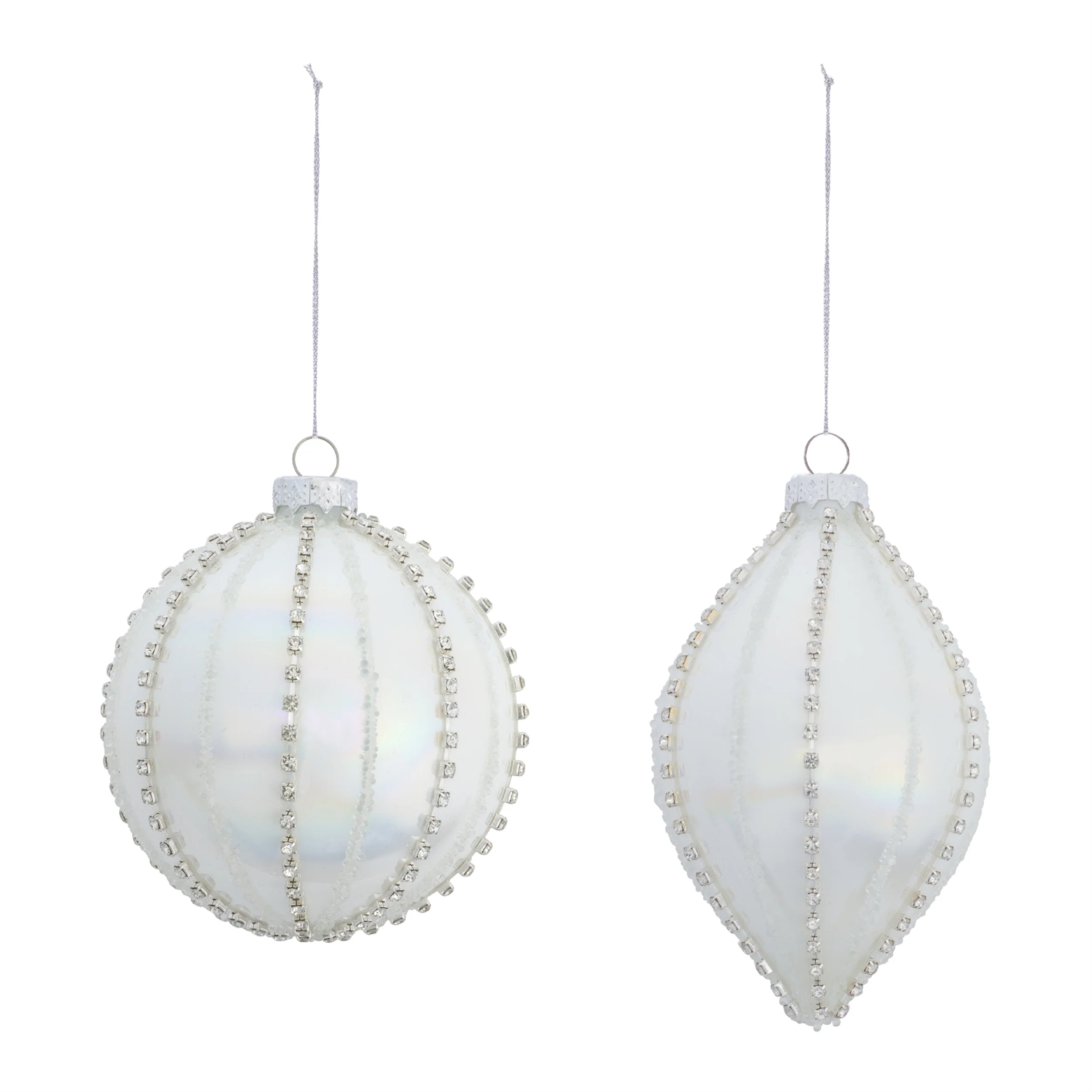 White Glass Ornament, 4" - 5" (2 styles - sold individually) - Image 4