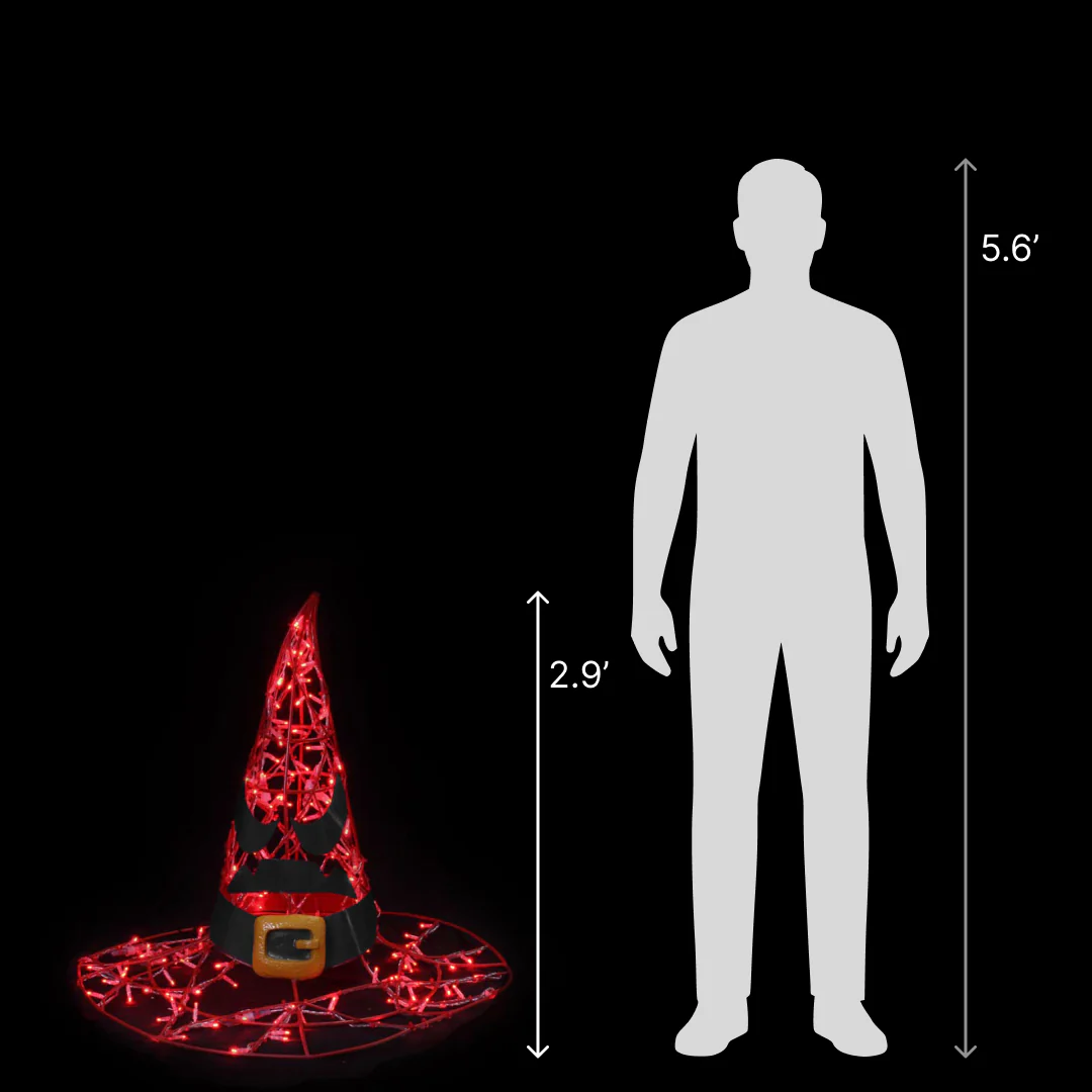 Large Witch Hat Figure, LED Lit, 38" - Image 2