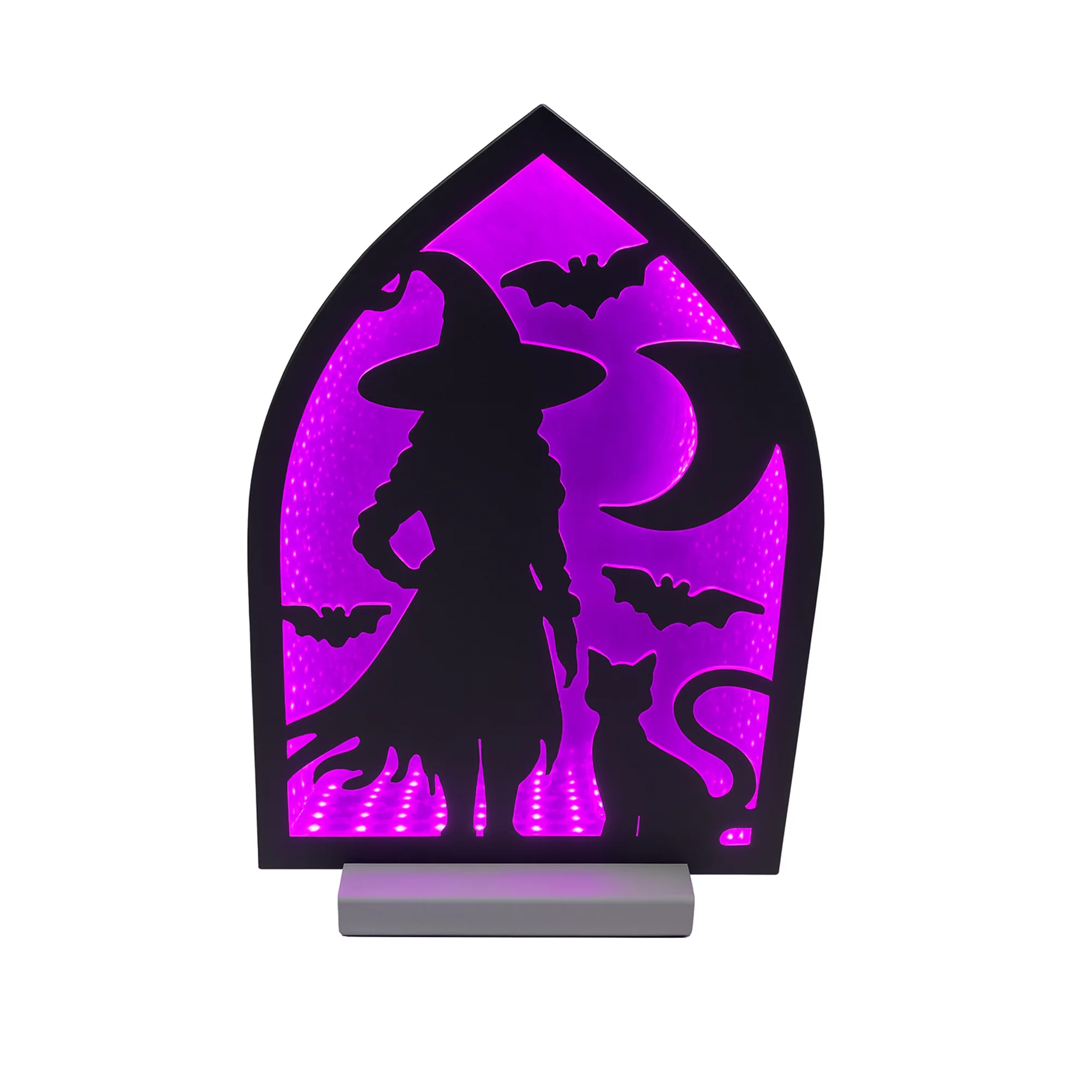 Witch w/Cats Infinity Light, Acrylic w/UL Plug, 12"