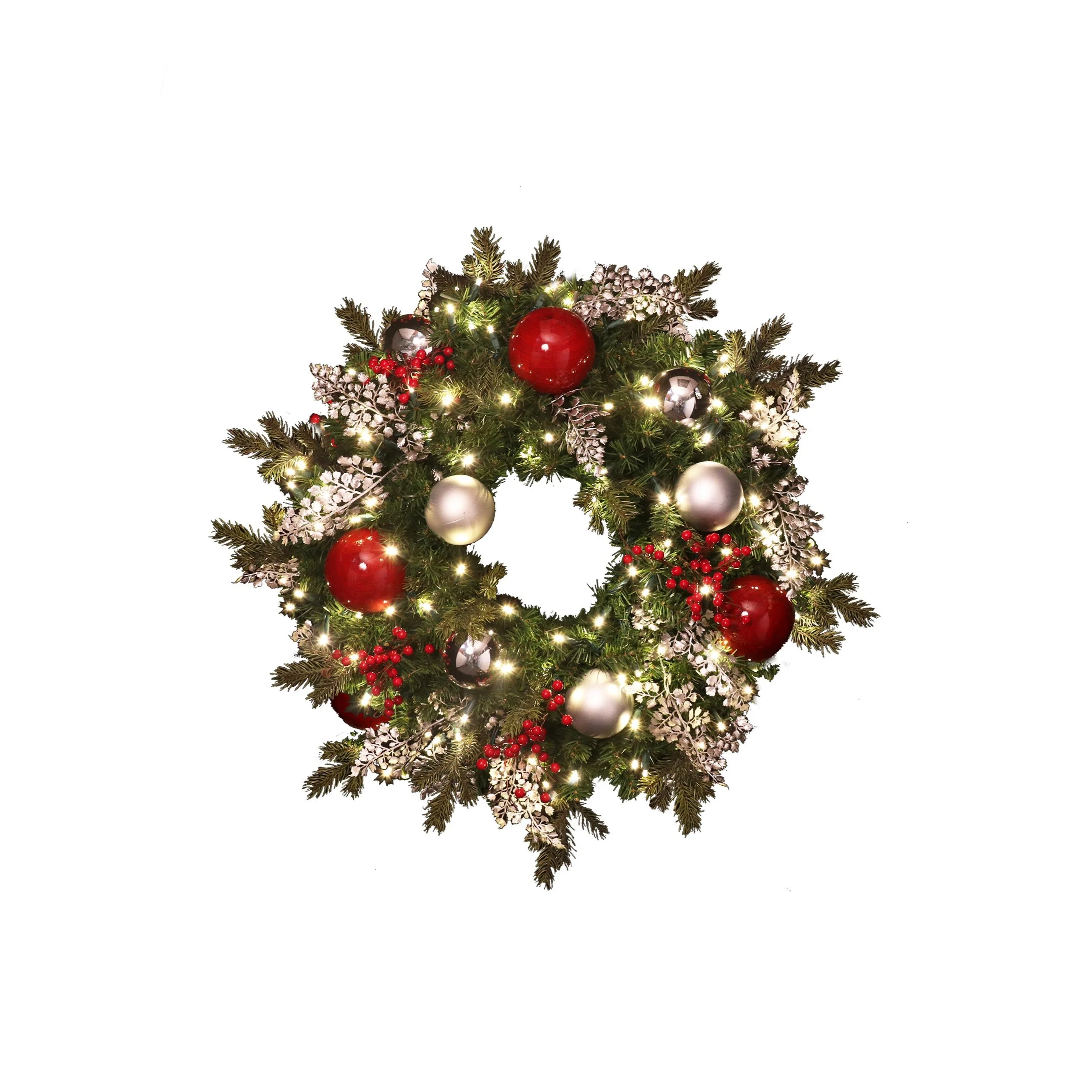 Pre-Decorated Mixed Pine Artificial Christmas Wreath, LED Lit (Warm White), 2ft to 5ft - Image 5