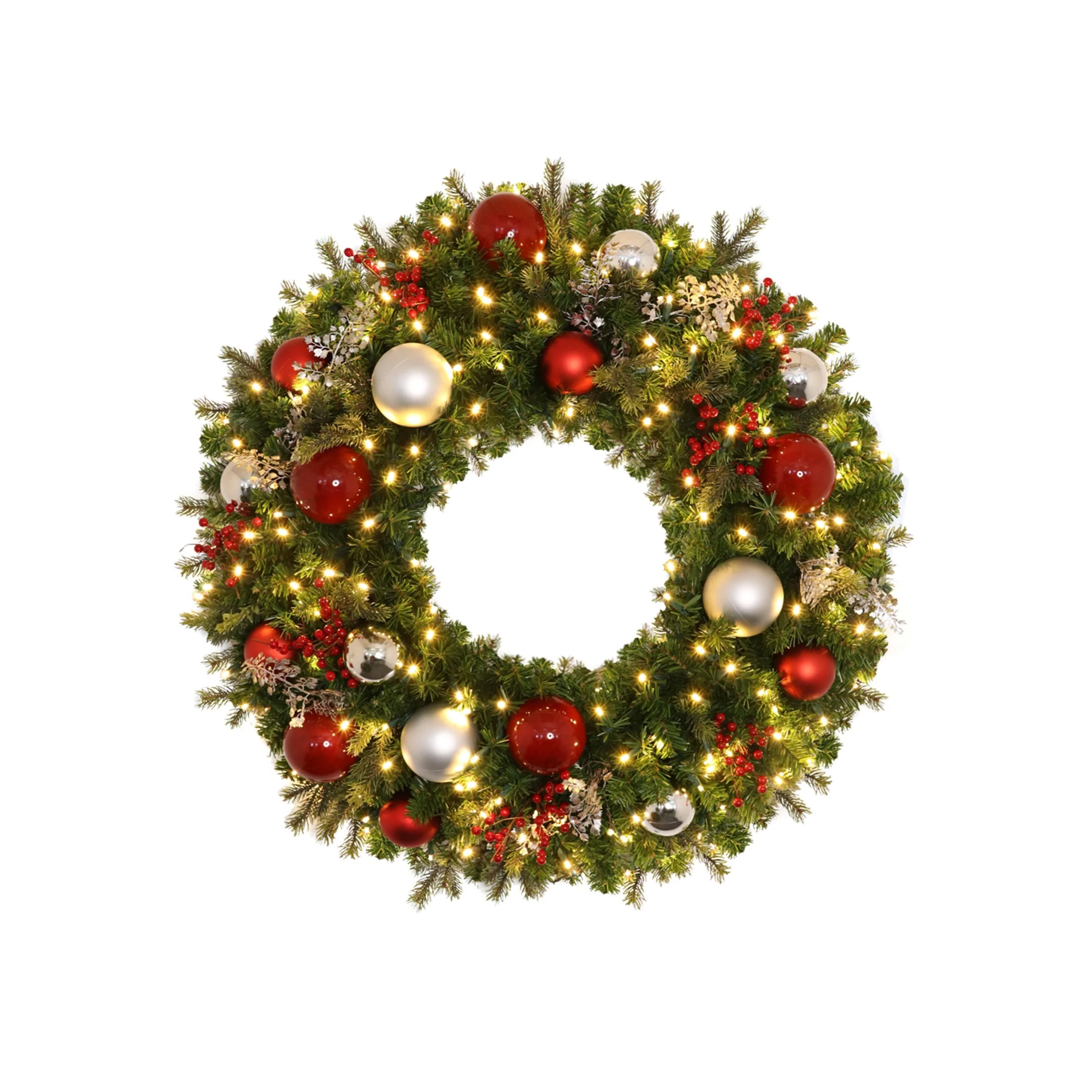 Pre-Decorated Mixed Pine Artificial Christmas Wreath, LED Lit (Warm White), 2ft to 5ft - Image 6