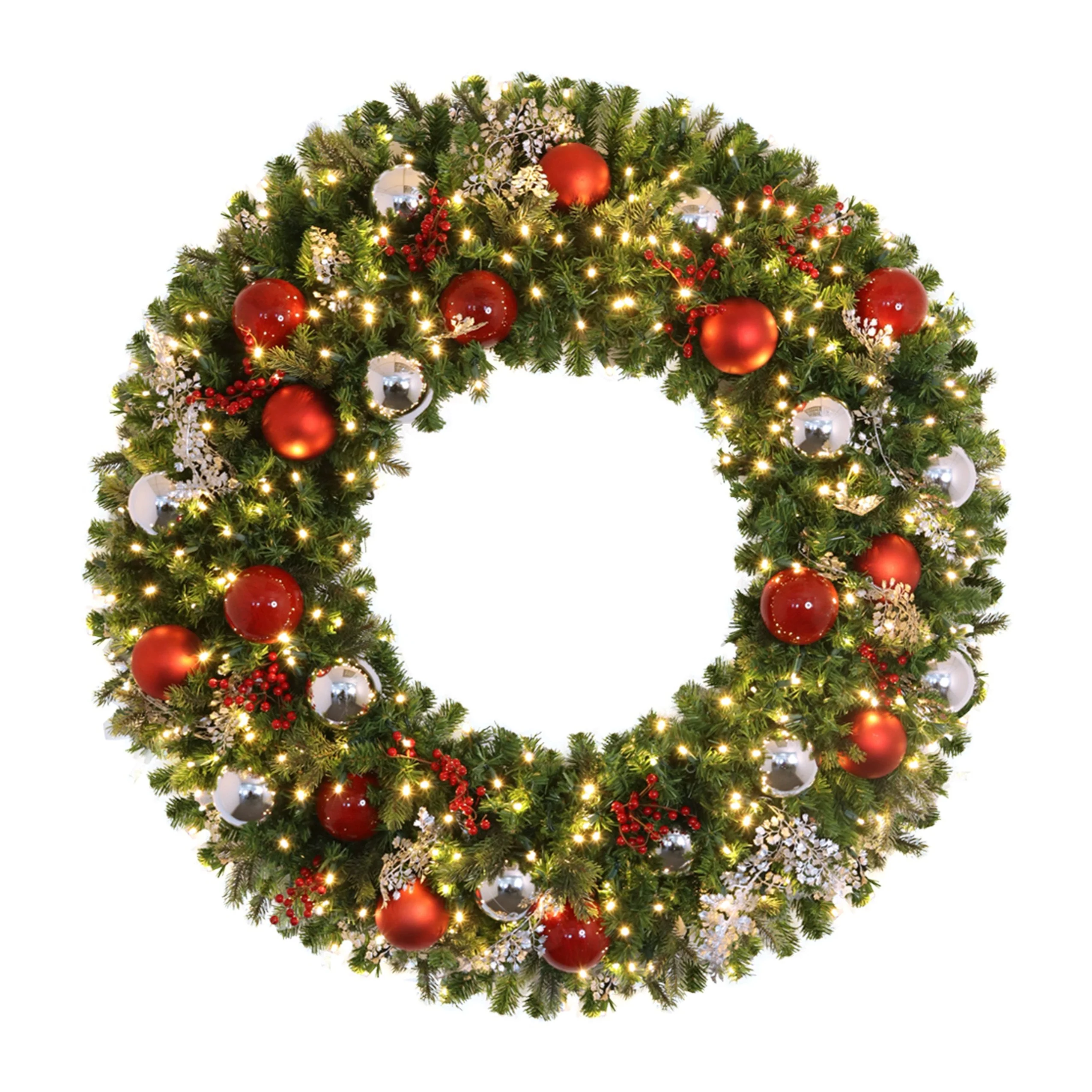 Pre-Decorated Mixed Pine Artificial Christmas Wreath, LED Lit (Warm White), 2ft to 5ft - Image 8
